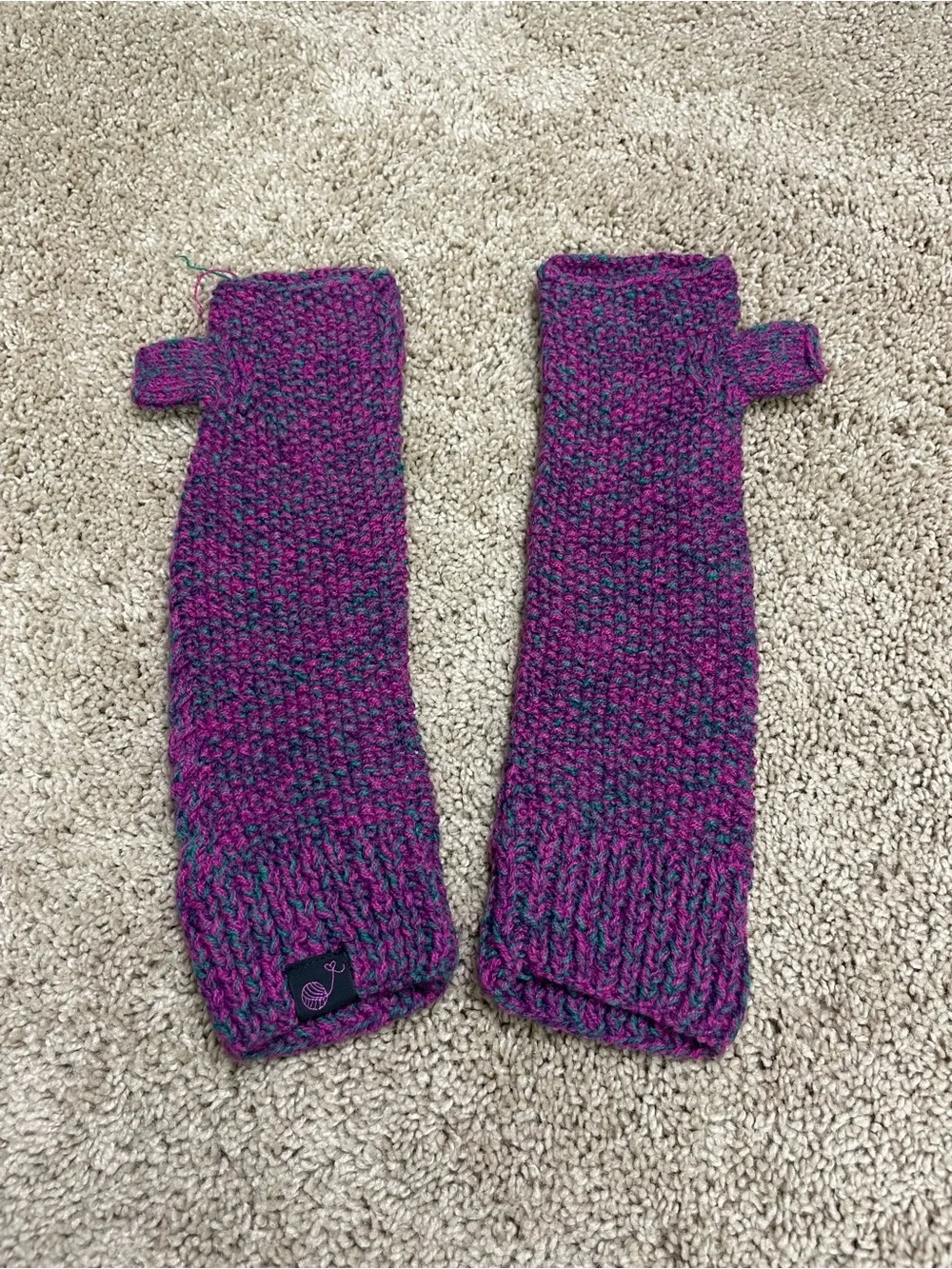 Urban Outfitters Purple & Teal Knit Fingerless Mittens
